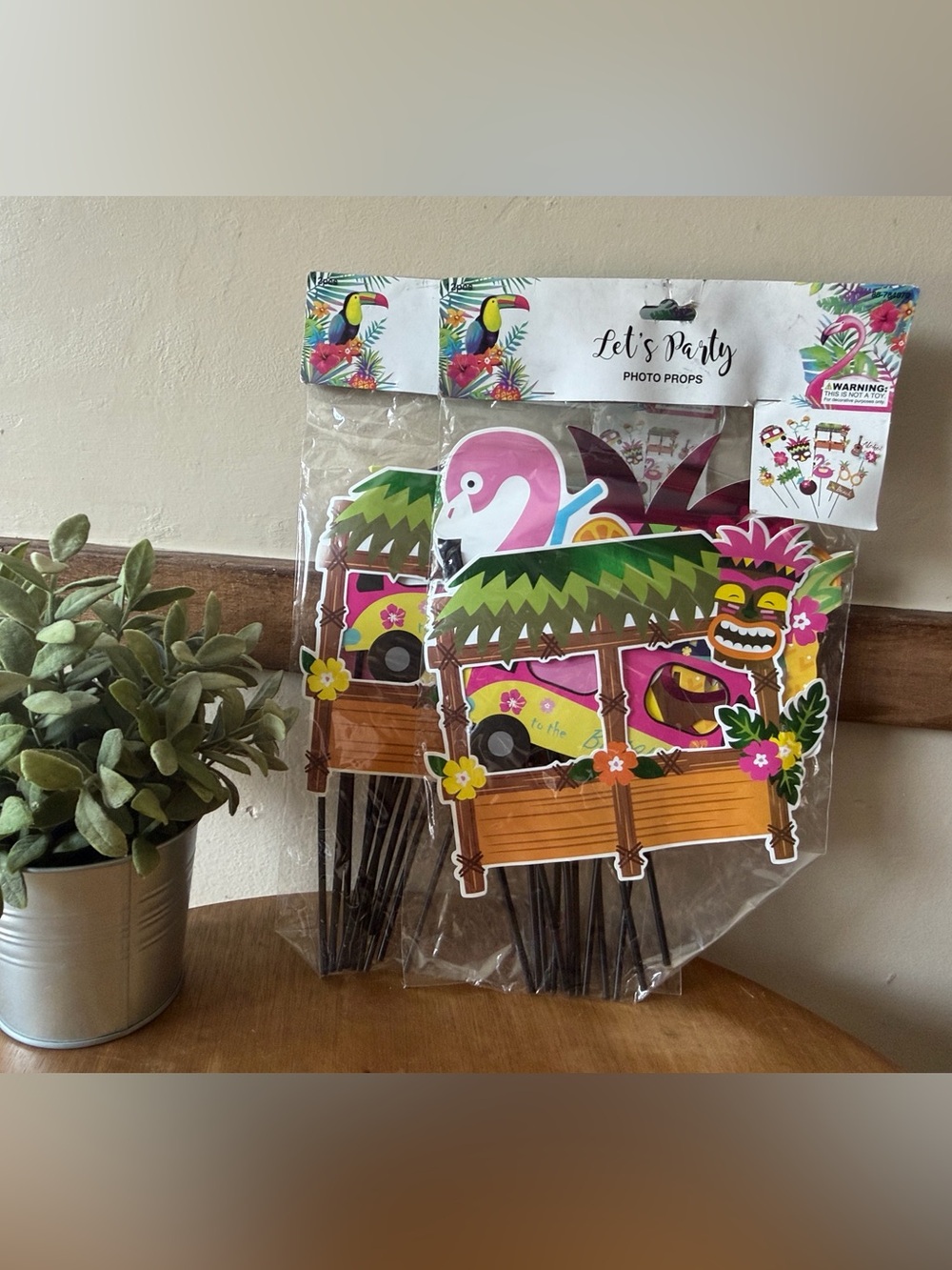 Hobby Lobby Tropical Party Photo Props - Pink, Green, Yellow